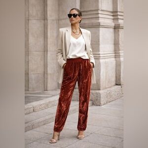 Ulla Johnson Velvet Jogger High Rise Trouser Pants Silk Blend Size 4